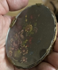 Nice Antique Miniature Still Life Oval Painting Flowers Bouquet