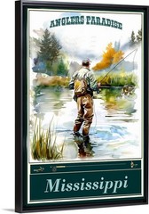 Fish Mississippi Fishing Travel Poster Prints Framed Or Canvas Anglers Paradise