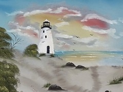 original Art signed lighthouse landscape