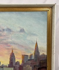 Vintage Original 1964 New York City Skyline Oil Painting Signed S. Westdahl