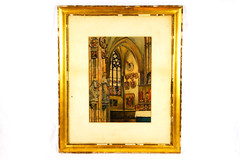 St Lorenz Chapel Church Original Antique Watercolor Painting 1800s Painting
