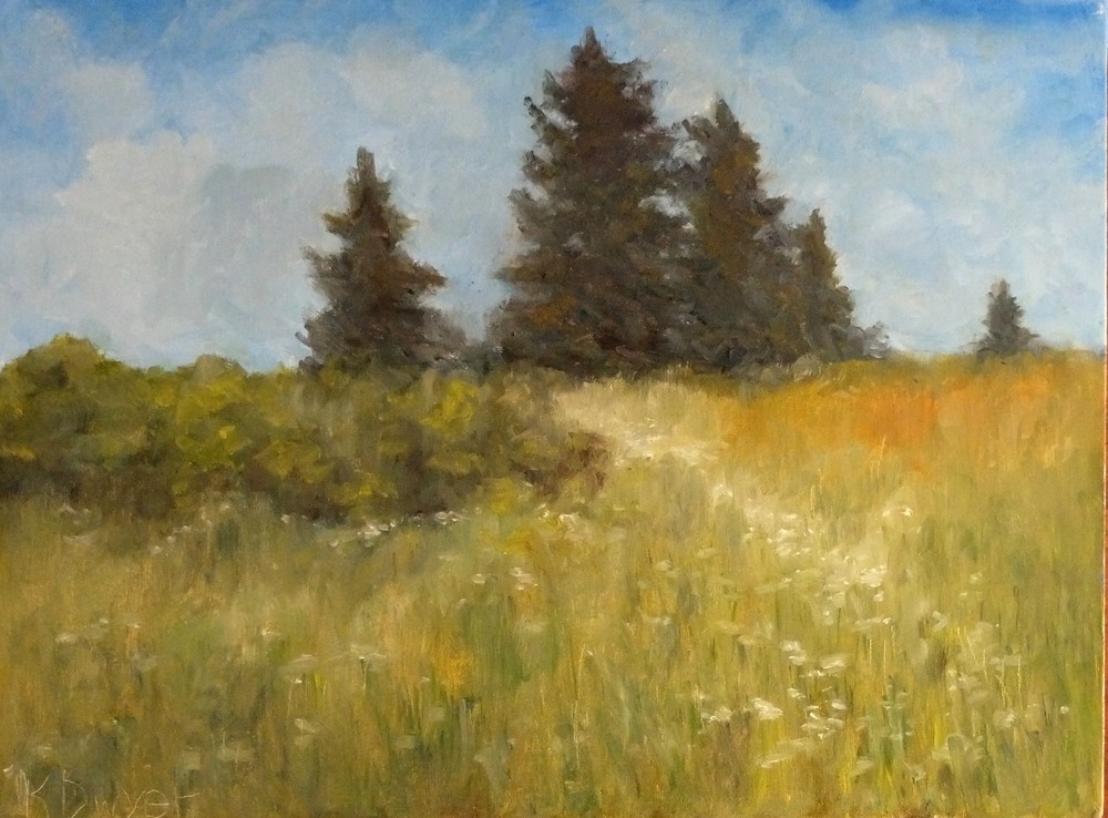 Original landscape oil painting, new, signed, summer, meadow