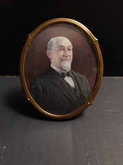 Antique Victorian Edwardian Signed Miniature Portrait Man in frame Palernostro?