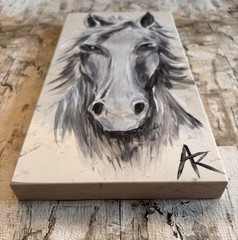 Original Horse Painting Natural Quartz 10”x5” Hand painted Acrylic Signed Art
