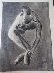 Classical Roman Male Nudes Monogrammed x5 Pencil Drawings Circa 1890