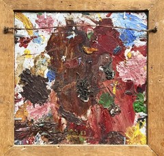 ANTQ French Provincial Artist’s Palette Double-Sided 3-D Impasto O/B Landscape!