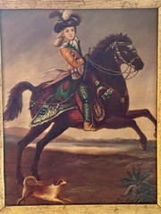 Framed Equestrian Portrait Of Marie-antoinette Oil On Canvas Copy By Roy Ray