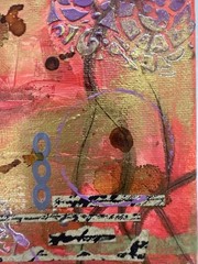 Original Signed Mixed Media Acrylic Bird Painting 8×10 “Red and Purple” 2015
