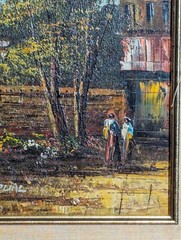 VTG Persian Scene Paul Framed Signed Oil Painting On Canvas 1940-1960 Rear Find
