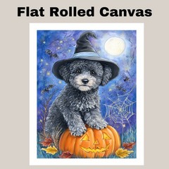 Poodle Puppy Canvas Wall Art Halloween Dog Lover Gift for Home Living Room Decor