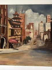 Antique Early California Painting Landscape San Francisco Street Regionalism Oil