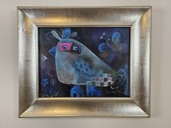 VTG Original Signed Dorit Riley Painting 25.5×21.5 Framed Abstract Modern Bird