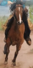 Original Tile Art Western Cowboy Gunslinger Horse Colorado Mountains 12″ × 16″