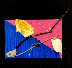 SEA SENSE 1 Small Abstract Fish Collage Art Painting Steven Tannenbaum Art Tao-E