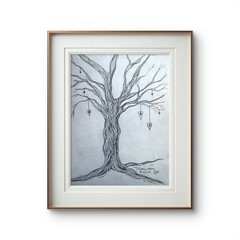 Stylized Tree 8″x11″“ Original Pen & Ink Tree Drawing on Paper Home Art