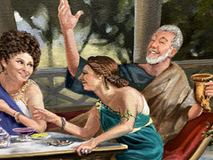 Roman Antiquity Banquet Wall Painting Full Color Large