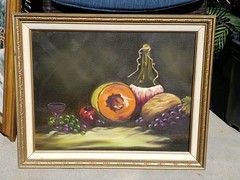 Vintage Acrylic canvas Painting JULETTA Kitchen Dining Room Restaurant 21×17″