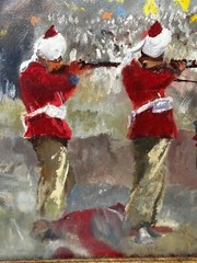 Oil Painting Military Battle Kam Dakkha 2nd Afghan War By Francis Russell Flint