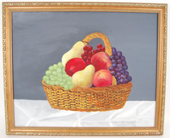Vtg 1990’s Original Signed Carmen Girata Basket With Fruits Oil Painting 20X16