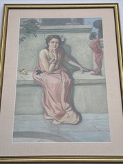 ANTQUE PAINTING PRETTY WOMAN FEMALE MODEL MASTERFUL ART DECO NOUVEAU 1910’S RARE