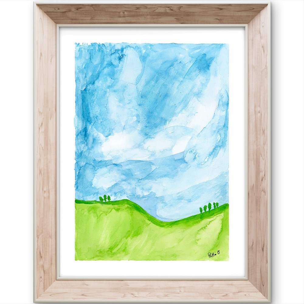 Wide Open Sky Painting 12×9 Watercolor Landscape Fine Art Gallery Paper Signed