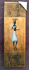 AFRICAN BLACK AMERICAN FOLK ART HAND PAINTED 12X36″ CANVAS NOT PRINT S472 GIFT