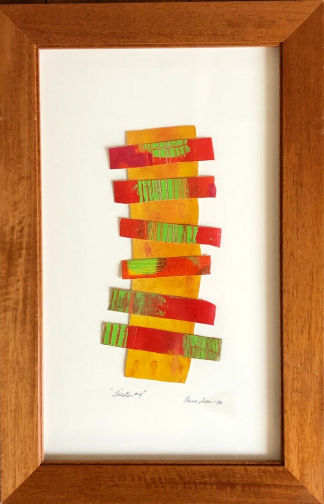 „Fiesta“ Modern Abstract Art Oil Painting/Stripes of Cut Canvas Signed