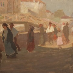 Modern Painting Signed Paolo Baroni Glimpse of a Village XX Century Original
