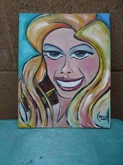 CLARISSE smile woman oil painting modern original art 8×10 wood signed Crowell