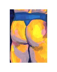 ACEO ORIGINAL Abstract Painting – Nude Male Form Gay Art #71 – Signed by Gwyllz