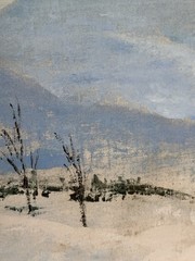 Charles Reid 1937-2019 Mass. N.Y. Artist „SKI COUNTRY“ Landscape Oil Canvas Brd