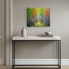 Sunlit Forest Path Original Landscape Painting 24×20 Textured Woodland Art