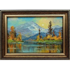 Original Oil Painting Forest Landscape with River 6×4 in Signed Framed