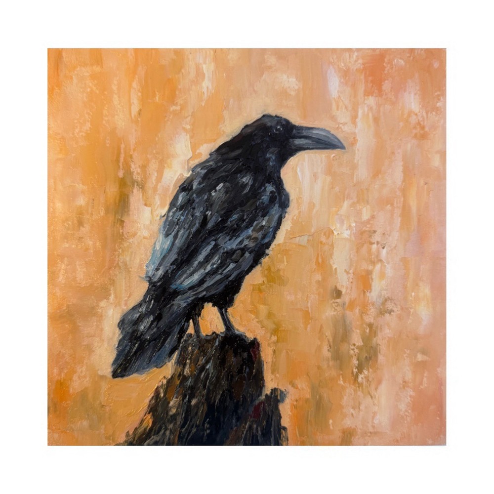 Raven Original Oil Painting Black Crow painting Crow Wall Art Bird Impasto Art