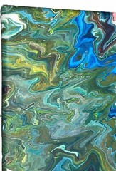 Modern Acrylic Marbleized Freeform Green Blue White Yellow Pink Canvas 8”W 10”T