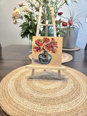 Original Oil Painting 5 „by 5“ Handmade Abstract Floral poppies On Canvas Panel