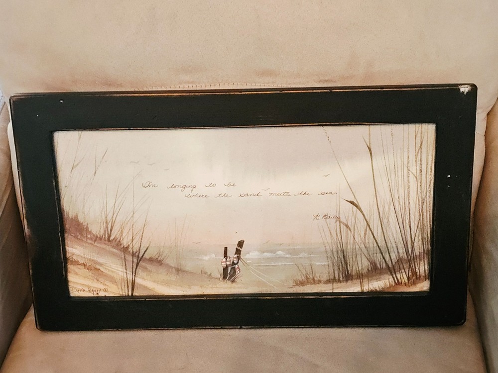 David Bailey Watercolor Painting Sea Shore Beach Scenery Original Artwork Framed