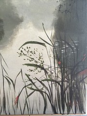Original Hand Painted Misty Lake Scene Artwork/16×12 Inch/ 1 1/2 Inch Profile