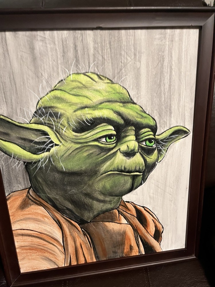 Oil Painting On Canvas Yoda Newly Framed 18 X 22