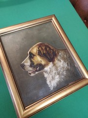 Antique St. Bernard Painting
