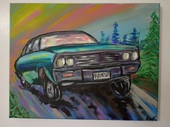 Fast Car 11×14 Canvas Original Art Expressionism Abstract Tough Boy Classic Car