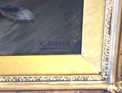 Finely Framed Signed Realistic Oil Painting by Alexander Austen Mother Child Dog