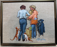 Taylor Oughton (1925 – 2018) „Lunch Time“ Acrylic On Linen Painting – Framed