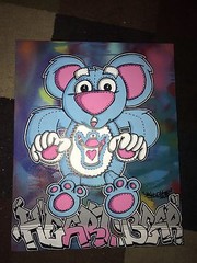 16 x 20 Graffiti Art Canvas Koala Bear Teddy Cartoon Shortiez Ink Painting Heart