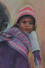 Untitled Mother & Child Vintage Original Anthony Sidoni Ink & Crayon Drawing