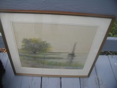 1944 WATERCOLOR SEASCAPE,LARGE,BY JOSEPH ANTHONY ATCHISON,EASTERN SHORE VA,ORIG
