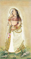 Indian Miniature Painting Of Portrait Mughal Queen Finest Art 4×6.5 Inches