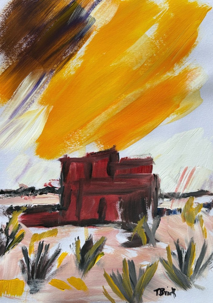 Original Abstract Painting on Paper 9×12 Expressionist Art Color Study
