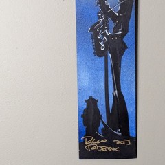 Hand Painted Wood Art Jazz Instrument Signed „Ricco Rideaux 2013“ Wall Decor