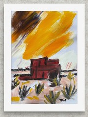 Original Abstract Painting on Paper 9×12 Expressionist Art Color Study